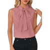 image:imageLYANER Womens Bow Tie Mock Neck Blouse Sleeveless Business Casual Tank Shirt Dressy Work TopsCrabapple Pink