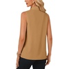 image:imageLYANER Womens Bow Tie Mock Neck Blouse Sleeveless Business Casual Tank Shirt Dressy Work TopsDark Khaki