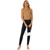 image:imageLYANER Womens Bow Tie Mock Neck Blouse Sleeveless Business Casual Tank Shirt Dressy Work TopsDark Khaki