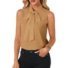 image:imageLYANER Womens Bow Tie Mock Neck Blouse Sleeveless Business Casual Tank Shirt Dressy Work TopsDark Khaki