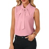 image:imageLYANER Womens Bow Tie Mock Neck Blouse Sleeveless Business Casual Tank Shirt Dressy Work TopsDark Pink
