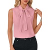 image:imageLYANER Womens Bow Tie Mock Neck Blouse Sleeveless Business Casual Tank Shirt Dressy Work TopsDark Pink