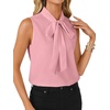 image:imageLYANER Womens Bow Tie Mock Neck Blouse Sleeveless Business Casual Tank Shirt Dressy Work TopsDark Pink