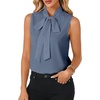 image:imageLYANER Womens Bow Tie Mock Neck Blouse Sleeveless Business Casual Tank Shirt Dressy Work TopsDusty Blue