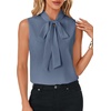 image:imageLYANER Womens Bow Tie Mock Neck Blouse Sleeveless Business Casual Tank Shirt Dressy Work TopsDusty Blue