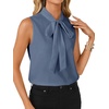 image:imageLYANER Womens Bow Tie Mock Neck Blouse Sleeveless Business Casual Tank Shirt Dressy Work TopsDusty Blue