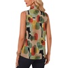 image:imageLYANER Womens Bow Tie Mock Neck Blouse Sleeveless Business Casual Tank Shirt Dressy Work TopsKhaki Green Geo