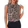 image:imageLYANER Womens Bow Tie Mock Neck Blouse Sleeveless Business Casual Tank Shirt Dressy Work TopsLeopard