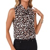 image:imageLYANER Womens Bow Tie Mock Neck Blouse Sleeveless Business Casual Tank Shirt Dressy Work TopsLeopard