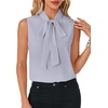 image:imageLYANER Womens Bow Tie Mock Neck Blouse Sleeveless Business Casual Tank Shirt Dressy Work TopsLight Blue