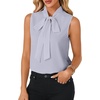 image:imageLYANER Womens Bow Tie Mock Neck Blouse Sleeveless Business Casual Tank Shirt Dressy Work TopsLight Blue