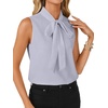 image:imageLYANER Womens Bow Tie Mock Neck Blouse Sleeveless Business Casual Tank Shirt Dressy Work TopsLight Blue