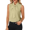 image:imageLYANER Womens Bow Tie Mock Neck Blouse Sleeveless Business Casual Tank Shirt Dressy Work TopsLight Green