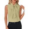 image:imageLYANER Womens Bow Tie Mock Neck Blouse Sleeveless Business Casual Tank Shirt Dressy Work TopsLight Green