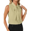 image:imageLYANER Womens Bow Tie Mock Neck Blouse Sleeveless Business Casual Tank Shirt Dressy Work TopsLight Green