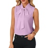 image:imageLYANER Womens Bow Tie Mock Neck Blouse Sleeveless Business Casual Tank Shirt Dressy Work TopsLight Purple