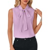 image:imageLYANER Womens Bow Tie Mock Neck Blouse Sleeveless Business Casual Tank Shirt Dressy Work TopsLight Purple