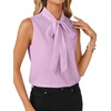 image:imageLYANER Womens Bow Tie Mock Neck Blouse Sleeveless Business Casual Tank Shirt Dressy Work TopsLight Purple