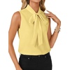 image:imageLYANER Womens Bow Tie Mock Neck Blouse Sleeveless Business Casual Tank Shirt Dressy Work TopsLight Yellow