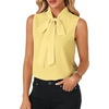 image:imageLYANER Womens Bow Tie Mock Neck Blouse Sleeveless Business Casual Tank Shirt Dressy Work TopsLight Yellow