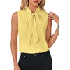 image:imageLYANER Womens Bow Tie Mock Neck Blouse Sleeveless Business Casual Tank Shirt Dressy Work TopsLight Yellow