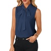 image:imageLYANER Womens Bow Tie Mock Neck Blouse Sleeveless Business Casual Tank Shirt Dressy Work TopsNavy