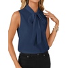 image:imageLYANER Womens Bow Tie Mock Neck Blouse Sleeveless Business Casual Tank Shirt Dressy Work TopsNavy