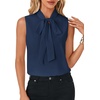 image:imageLYANER Womens Bow Tie Mock Neck Blouse Sleeveless Business Casual Tank Shirt Dressy Work TopsNavy