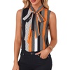 image:imageLYANER Womens Bow Tie Mock Neck Blouse Sleeveless Business Casual Tank Shirt Dressy Work TopsPolka Dot Stripes
