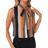 image:imageLYANER Womens Bow Tie Mock Neck Blouse Sleeveless Business Casual Tank Shirt Dressy Work TopsPolka Dot Stripes