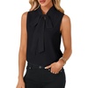 image:imageLYANER Womens Bow Tie Mock Neck Blouse Sleeveless Business Casual Tank Shirt Dressy Work TopsPure Black