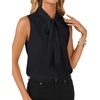 image:imageLYANER Womens Bow Tie Mock Neck Blouse Sleeveless Business Casual Tank Shirt Dressy Work TopsPure Black