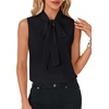 image:imageLYANER Womens Bow Tie Mock Neck Blouse Sleeveless Business Casual Tank Shirt Dressy Work TopsPure Black