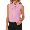 image:imageLYANER Womens Bow Tie Mock Neck Blouse Sleeveless Business Casual Tank Shirt Dressy Work TopsPure Pink