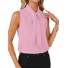 image:imageLYANER Womens Bow Tie Mock Neck Blouse Sleeveless Business Casual Tank Shirt Dressy Work TopsPure Pink