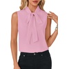 image:imageLYANER Womens Bow Tie Mock Neck Blouse Sleeveless Business Casual Tank Shirt Dressy Work TopsPure Pink