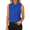 image:imageLYANER Womens Bow Tie Mock Neck Blouse Sleeveless Business Casual Tank Shirt Dressy Work TopsPure Royal Blue