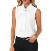 image:imageLYANER Womens Bow Tie Mock Neck Blouse Sleeveless Business Casual Tank Shirt Dressy Work TopsPure White