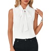 image:imageLYANER Womens Bow Tie Mock Neck Blouse Sleeveless Business Casual Tank Shirt Dressy Work TopsPure White