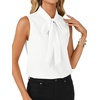 image:imageLYANER Womens Bow Tie Mock Neck Blouse Sleeveless Business Casual Tank Shirt Dressy Work TopsPure White
