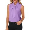 image:imageLYANER Womens Bow Tie Mock Neck Blouse Sleeveless Business Casual Tank Shirt Dressy Work TopsPurple