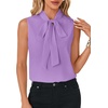 image:imageLYANER Womens Bow Tie Mock Neck Blouse Sleeveless Business Casual Tank Shirt Dressy Work TopsPurple