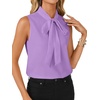 image:imageLYANER Womens Bow Tie Mock Neck Blouse Sleeveless Business Casual Tank Shirt Dressy Work TopsPurple