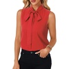 image:imageLYANER Womens Bow Tie Mock Neck Blouse Sleeveless Business Casual Tank Shirt Dressy Work TopsRed