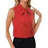 image:imageLYANER Womens Bow Tie Mock Neck Blouse Sleeveless Business Casual Tank Shirt Dressy Work TopsRed