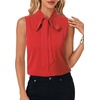 image:imageLYANER Womens Bow Tie Mock Neck Blouse Sleeveless Business Casual Tank Shirt Dressy Work TopsRed
