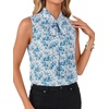 image:imageLYANER Womens Bow Tie Mock Neck Blouse Sleeveless Business Casual Tank Shirt Dressy Work TopsRoyal Blue Floral