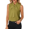 image:imageLYANER Womens Bow Tie Mock Neck Blouse Sleeveless Business Casual Tank Shirt Dressy Work TopsSolid Green