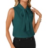 image:imageLYANER Womens Bow Tie Mock Neck Blouse Sleeveless Business Casual Tank Shirt Dressy Work TopsSolid Teal Blue