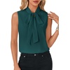 image:imageLYANER Womens Bow Tie Mock Neck Blouse Sleeveless Business Casual Tank Shirt Dressy Work TopsSolid Teal Blue